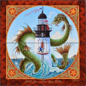 Ceramic Tile Mural Backsplash Parker Nautical Lighthouse Art POV-EP002   361881032608